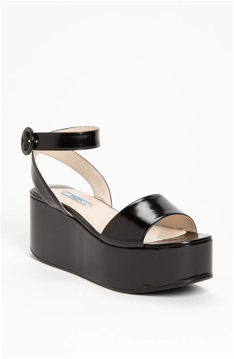 prada ankle strap wedge sandal|prada chunky heel sandal.